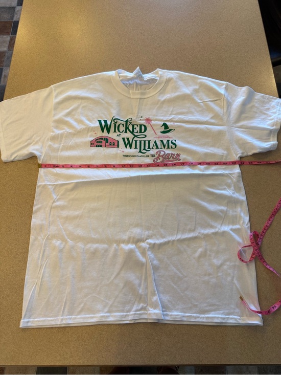 Tops - Wicked at Williams Barn Graphic Tee - White with Green & Pink